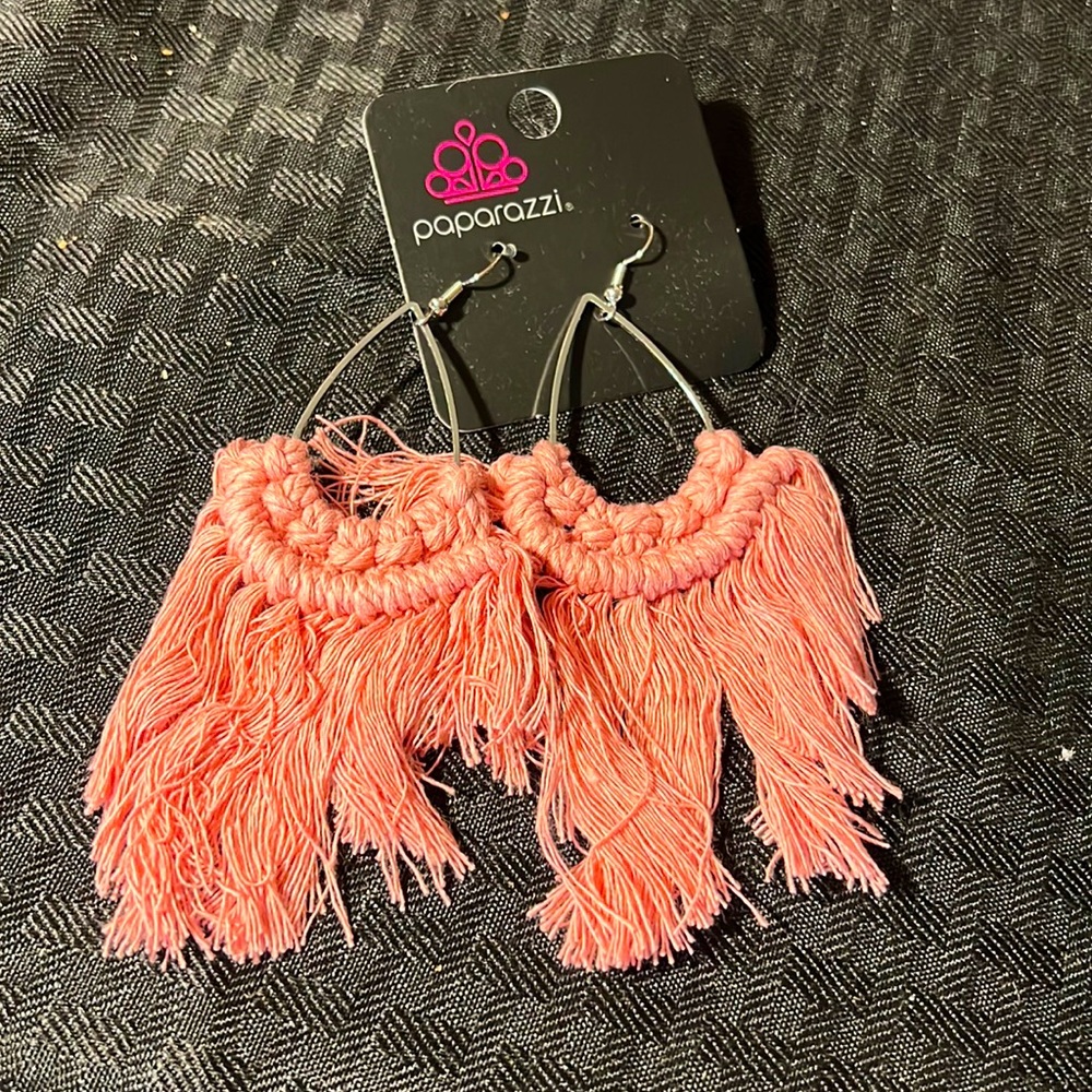 Pink Fringe Earrings